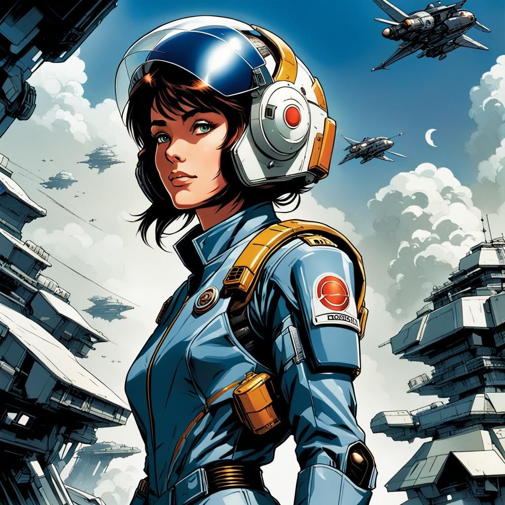 Robotech Female Pilot in Comic Book Style
