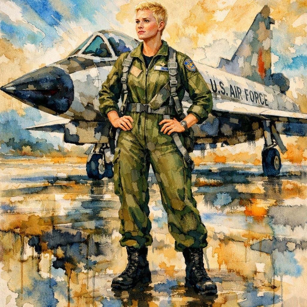 Air Force Captain in Alcohol Ink Style