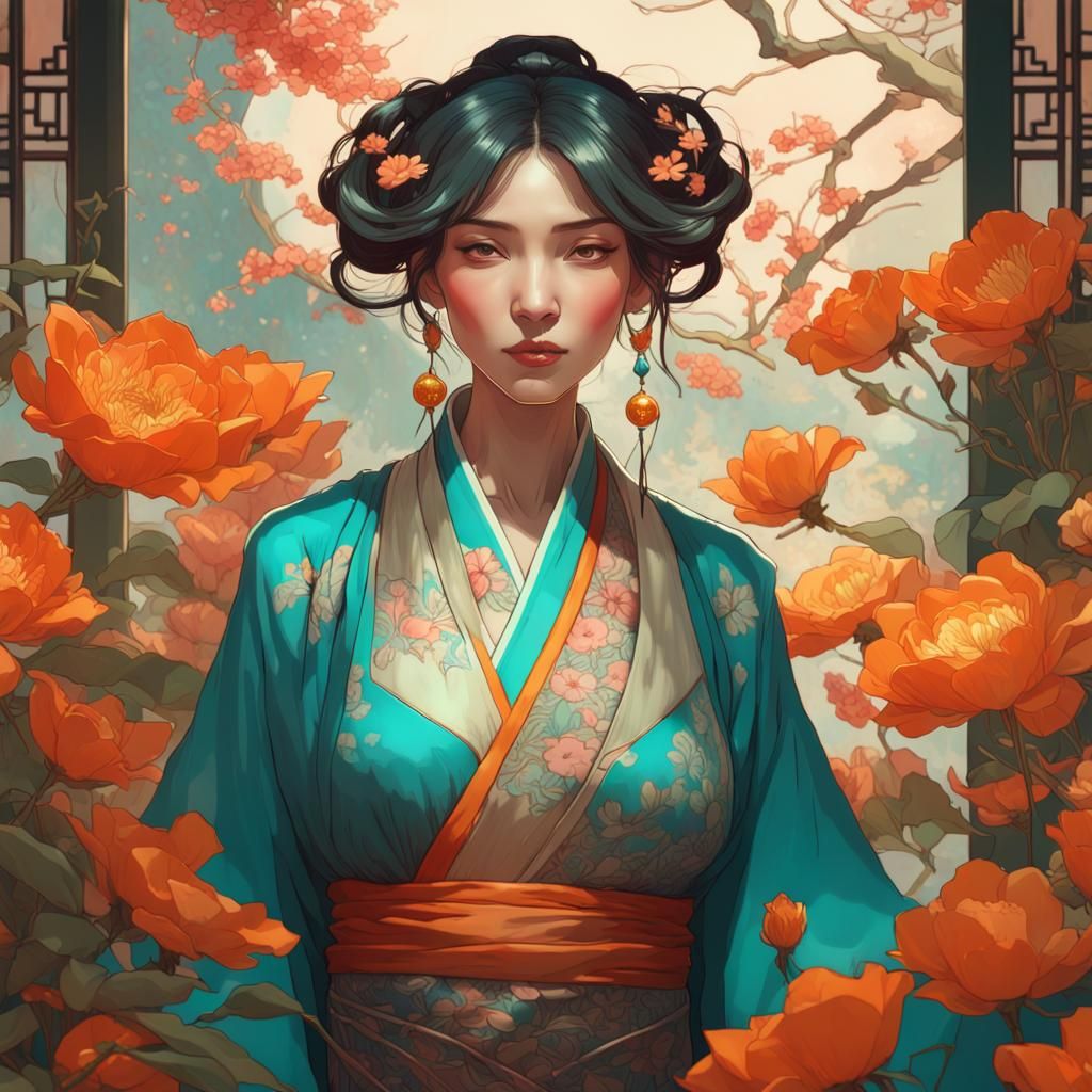 Chinese Lady in Art Nouveau Style