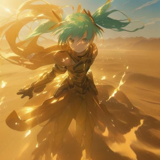 Hatsune Miku Desert Mirage in Anime Style