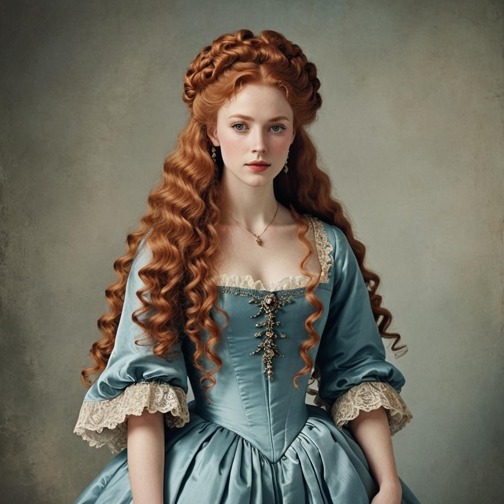 Girl with Ringlet Hair in 1700s Style