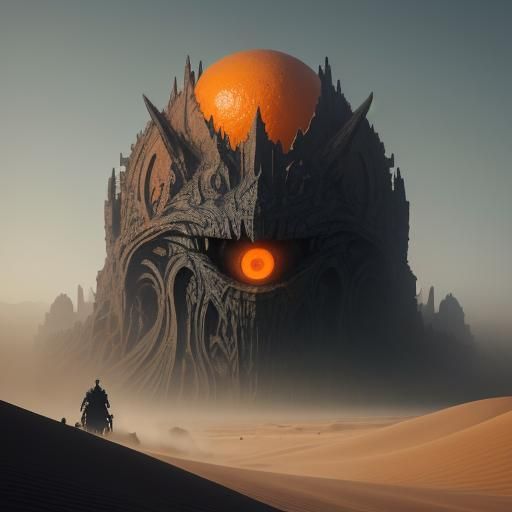 Dust Prowler in Surreal Desert Landscape