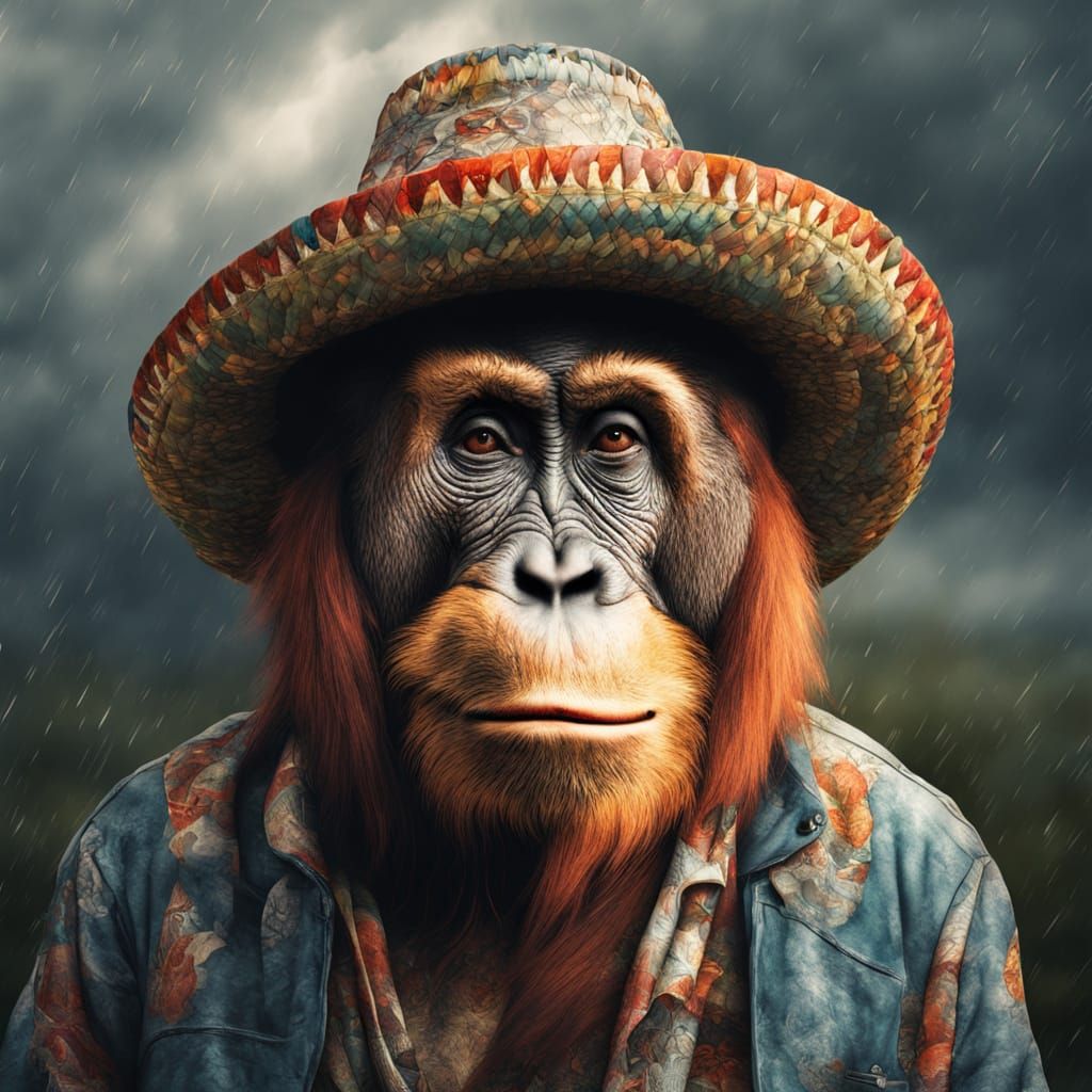 Orangutan in sombrero