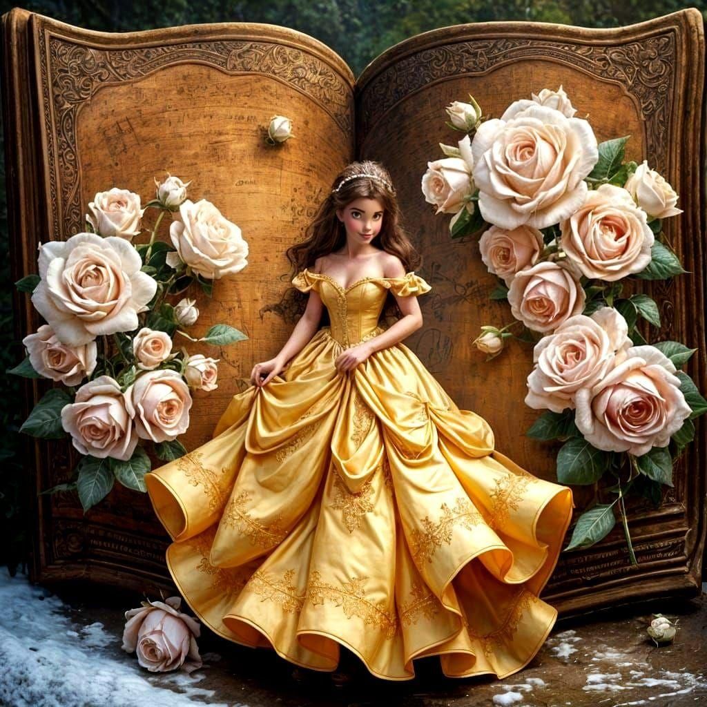 Belle Emerges from Fairytale Book