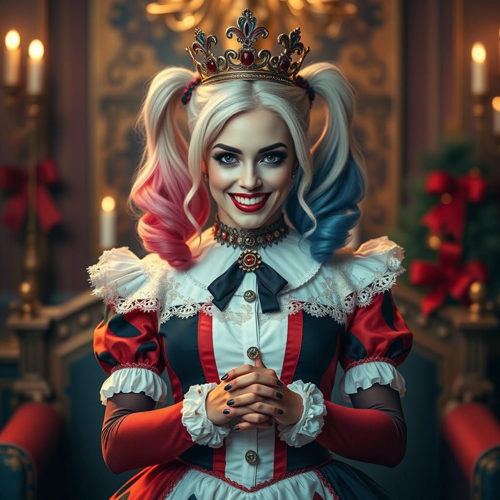 A Hyperrealistic Victorian Queen in a Dickensian Christmas S...