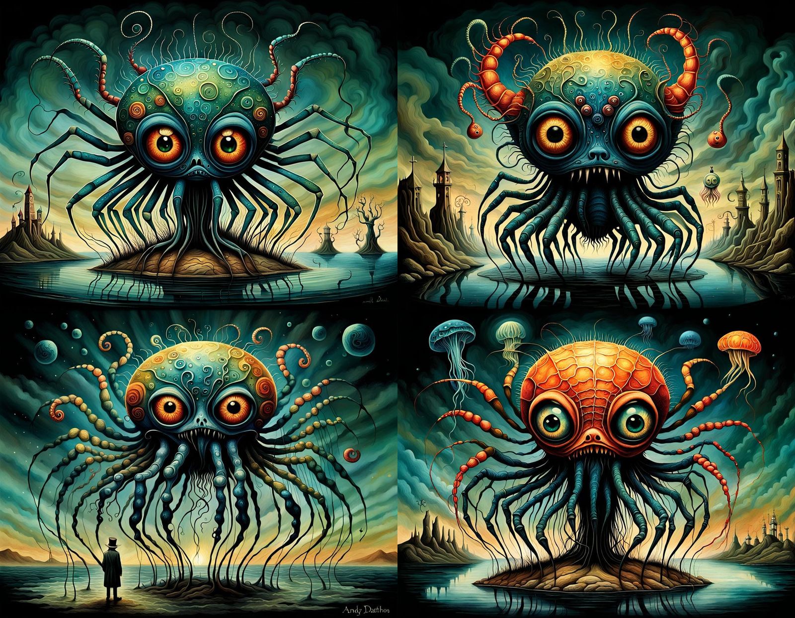 Grotesque Creature Amalgam in Surrealist Style