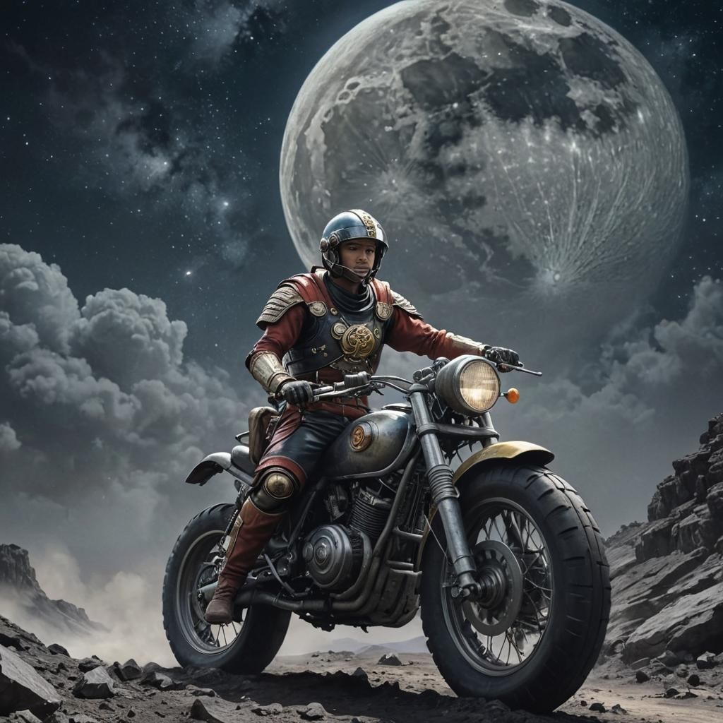 Roman Soldier on Moon in Anime Style