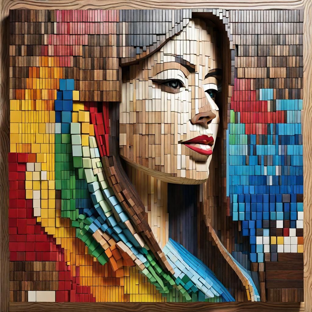 reclaimed wood mosaic art