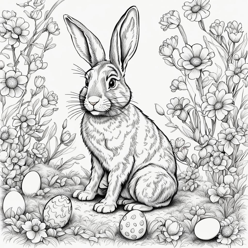 Easter Bunny Line Drawing