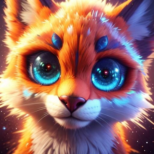 Furry Animal with Emerald Eyes: 3D Animated Art