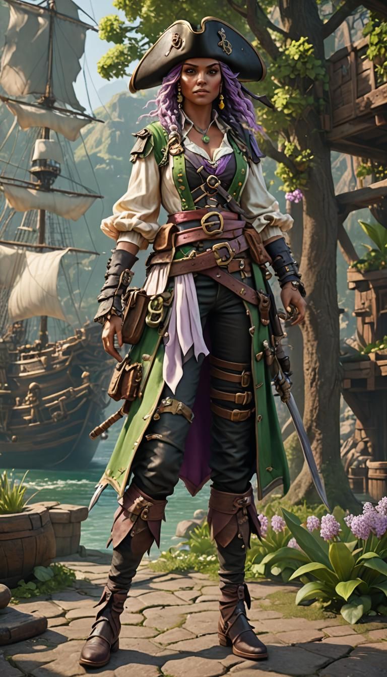 Spring Female Pirate in Detailed Matte Painting