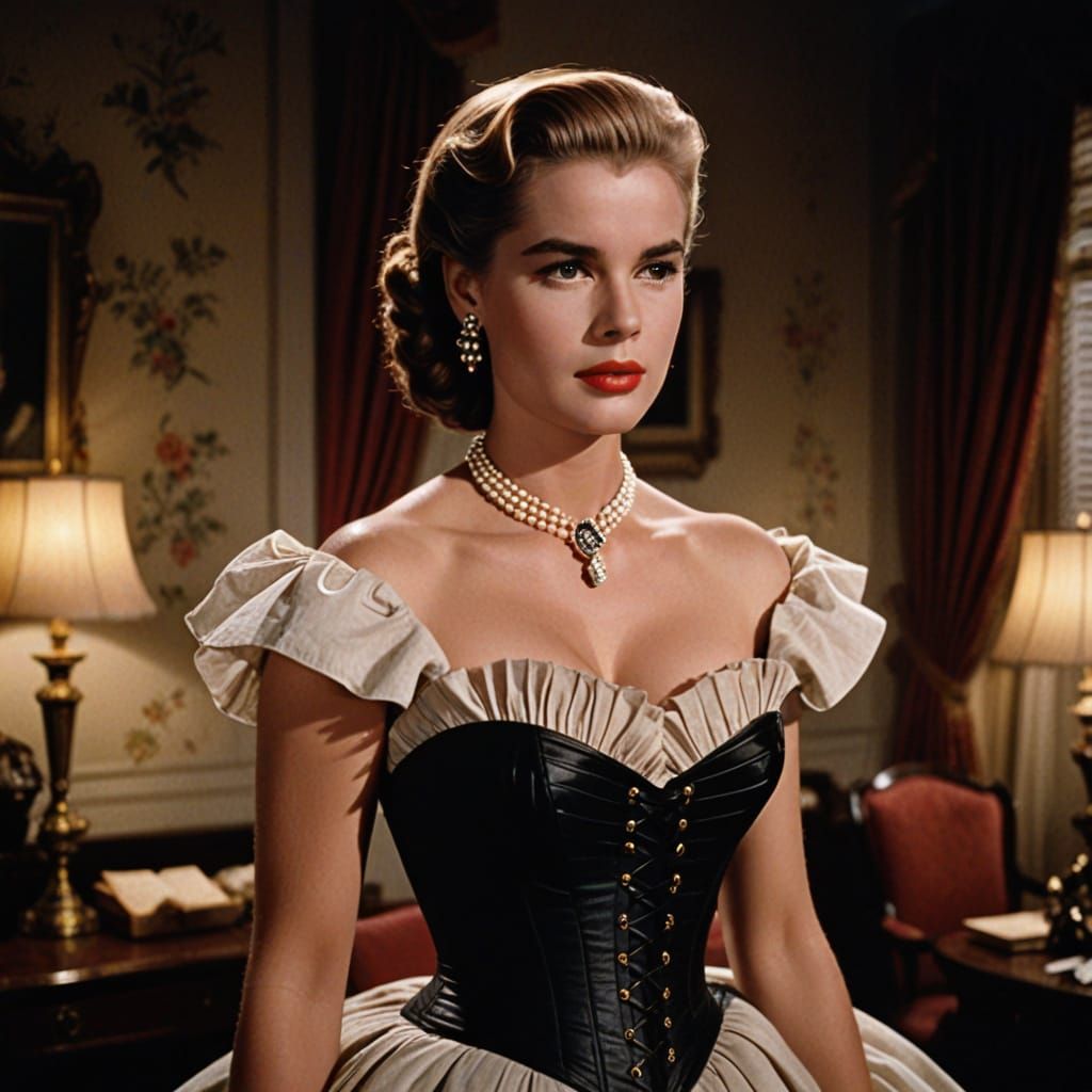 Vintage Hollywood Actress in Cinematic Corsetry