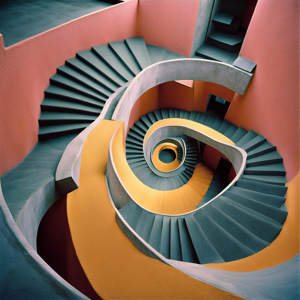 Modernist Interior with Glass Walls and Curvature