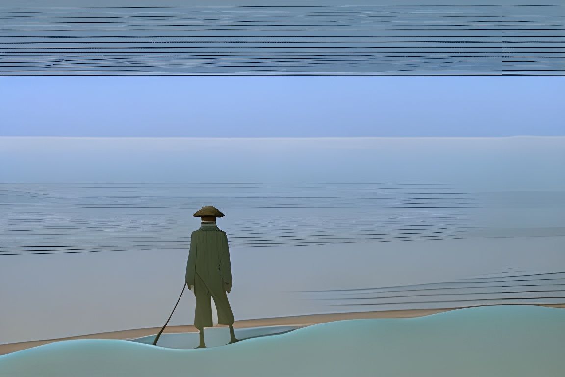 Cyberpunk Wanderer Above the Foggy Sea