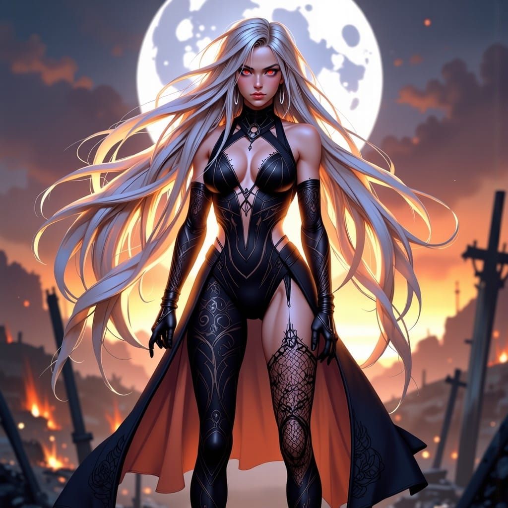 Triumphant Anime Warrior on Battlefield