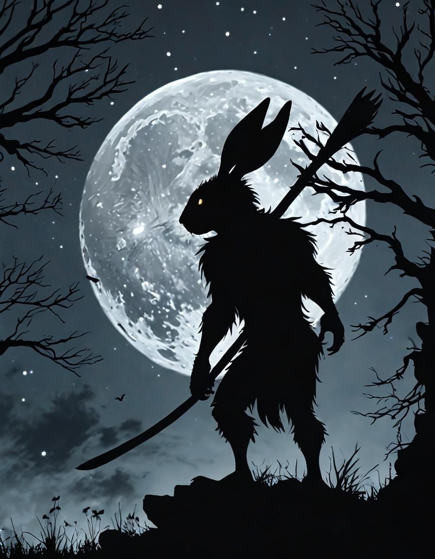 Wererabbit Silhouette in Moonlight