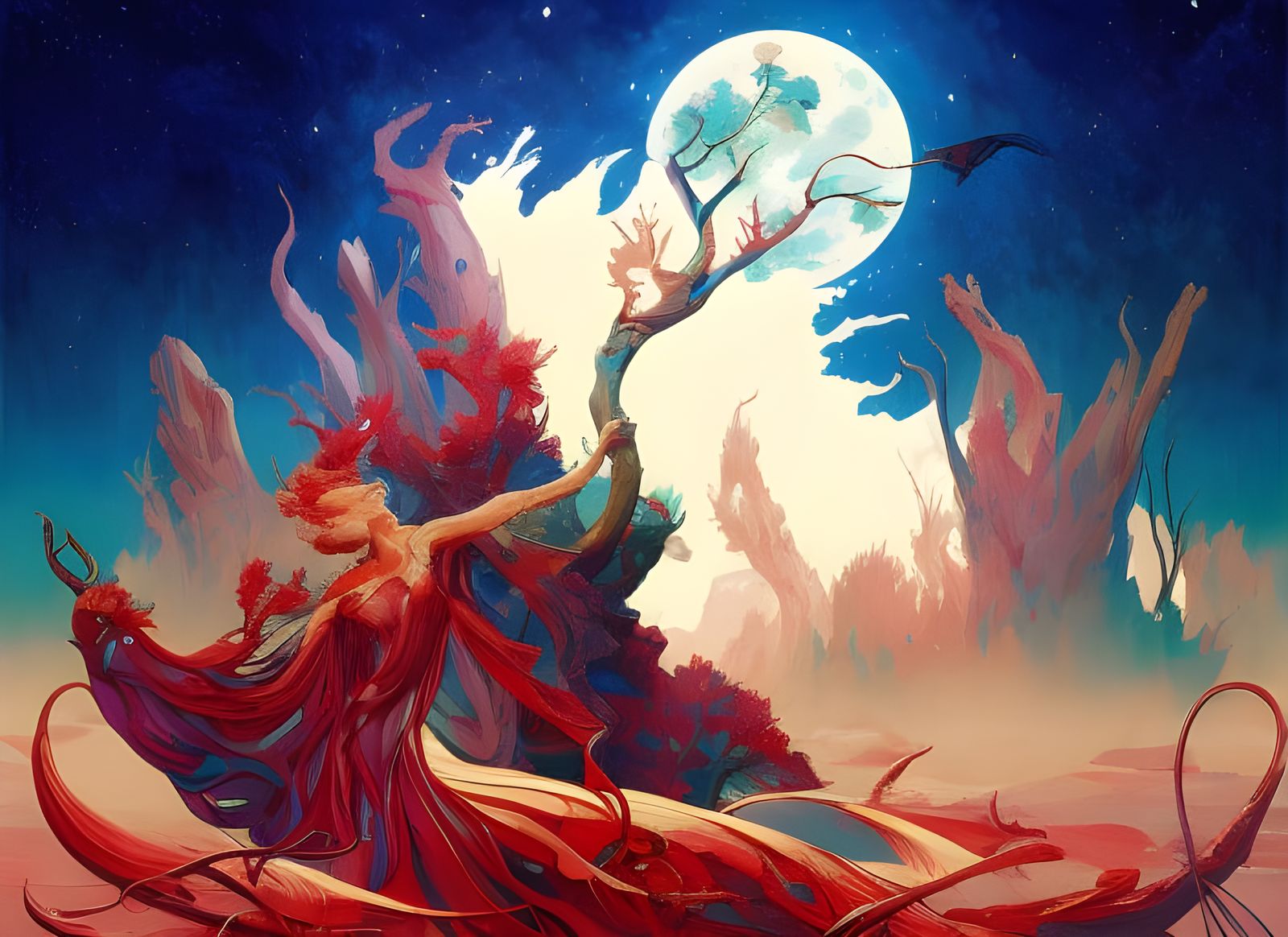 Spirits Dancing in Space: A Digital Illustration