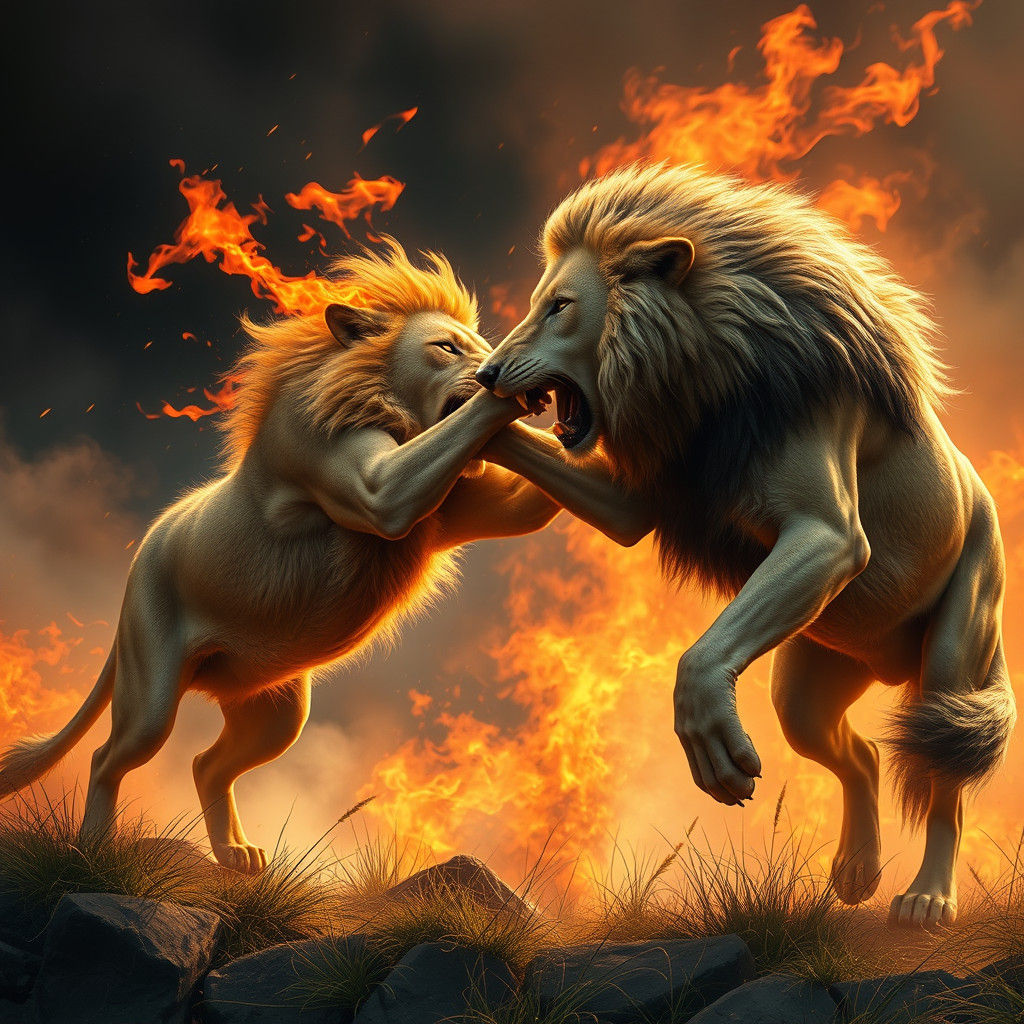 Epic Battle of Fierce Predators at Blazing Hillside