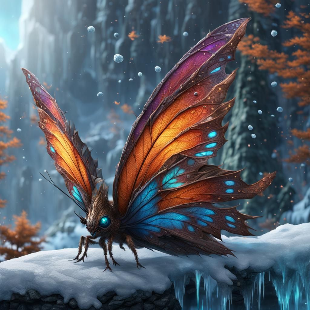 Detailed Icewing Leafwing Hybrid in Matte Painting Style