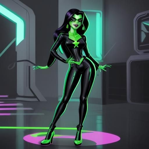 Shego in Synthwave Neon Retro Style