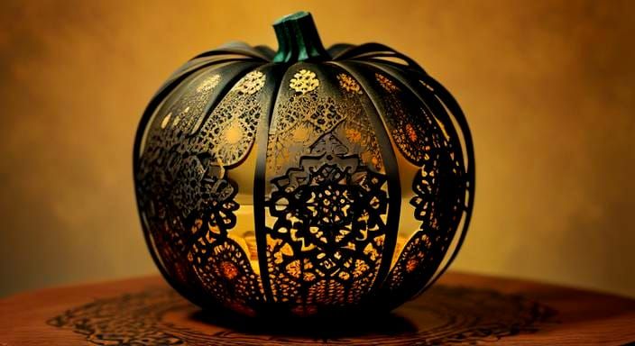 Bronze Pumpkins with Fractal Filigree in Paper Art