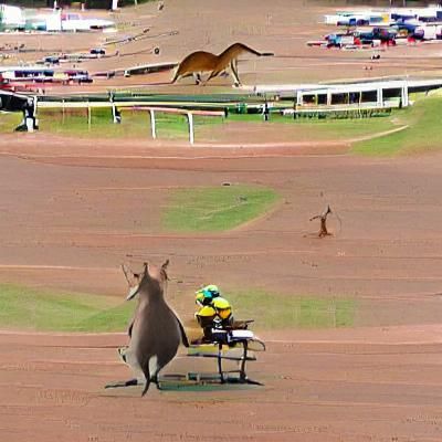 Kangaroo Races Down a Horse Track