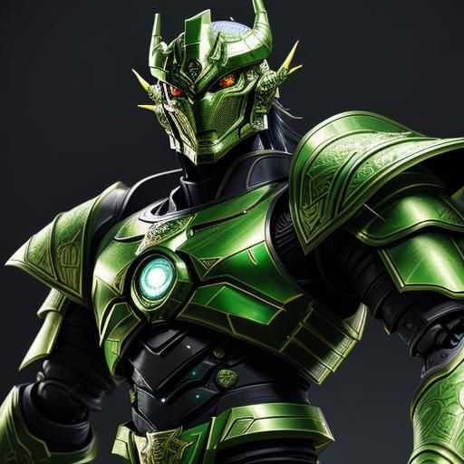 Futuristic Cybernetic Dragon Samurai in Metallic Armor