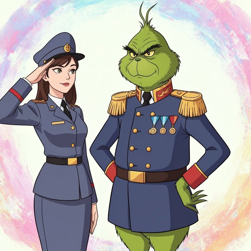 The Grinch Saluted in Anime Art Style