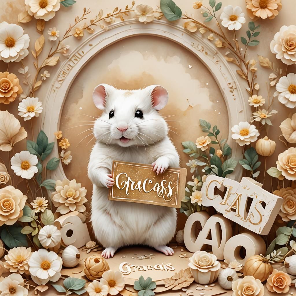 Whimsical Hamster Illustration with Thank You Message