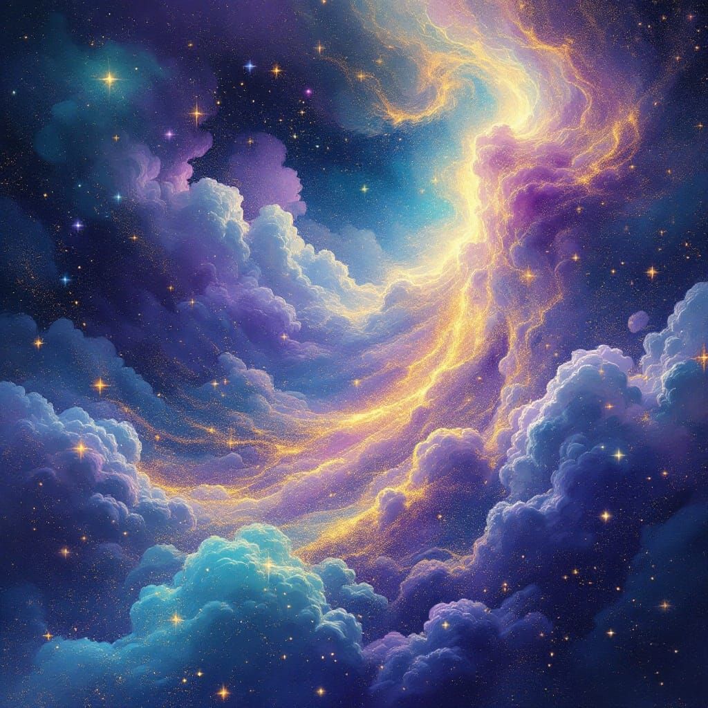Celestial Vortex in Vibrant Violet and Gold