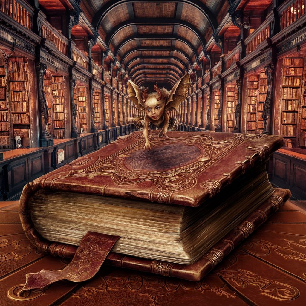 Winged Being Emerges From Ancient Book