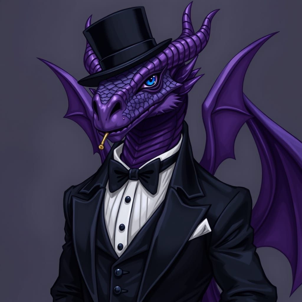 Elegant Dragonborn in Formal Attire