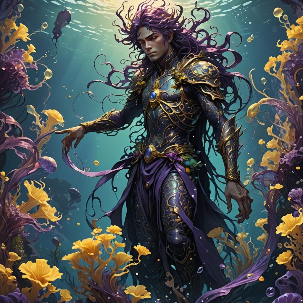 Underwater Water Sprite in Dark Fantasy Style