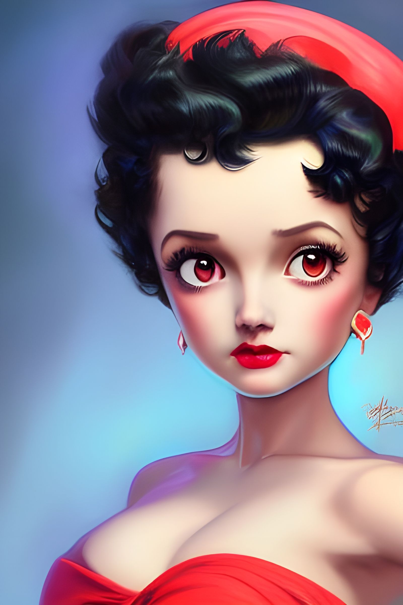 Hyperrealistic Betty Boop Portrait in Art Nouveau Style