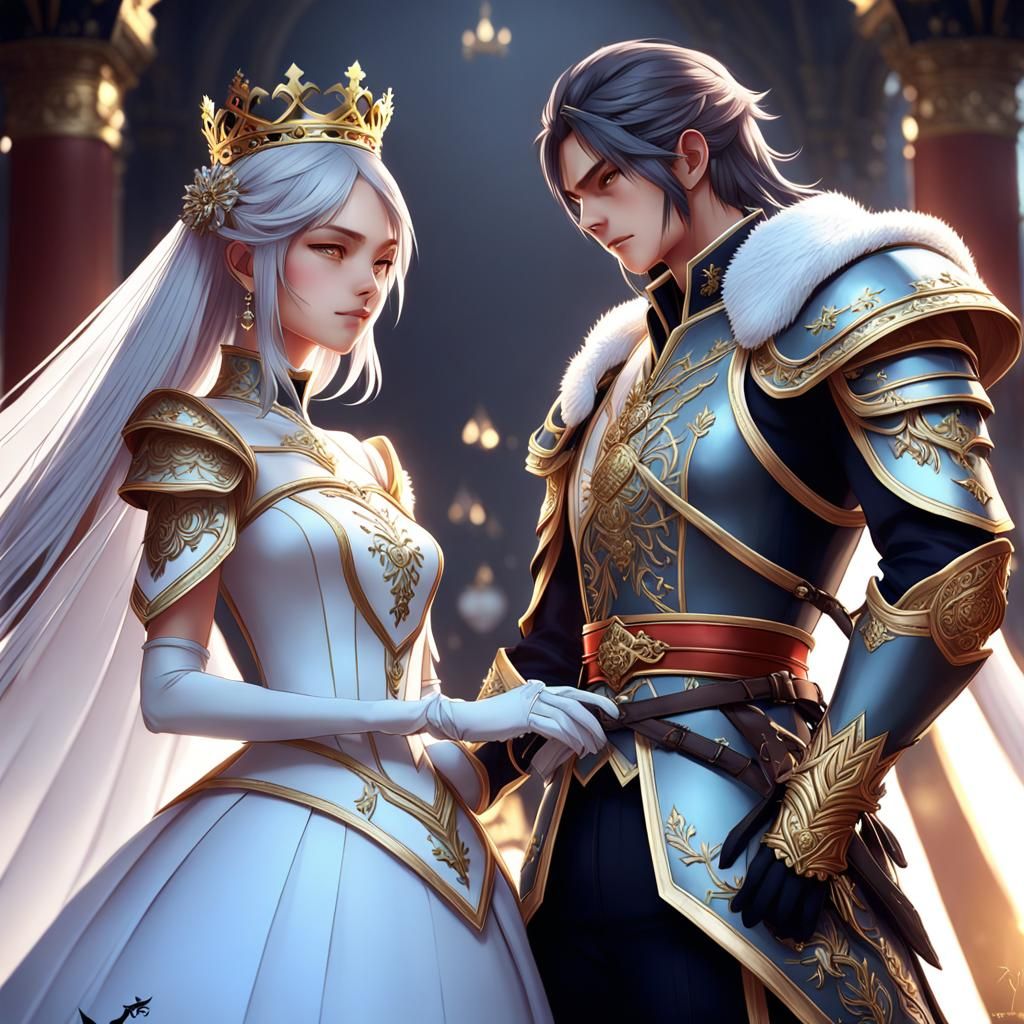 Anime Style King and Queen 3D Render
