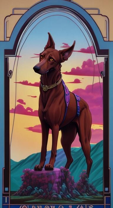 Mount Olympus Greyhounds: Art Nouveau Vaporwave Dawn