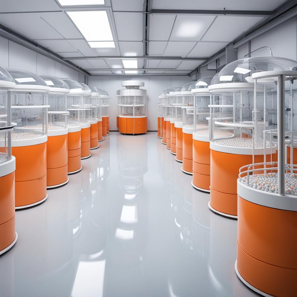 Futuristic Laboratory with Clone Incubation Tanks
