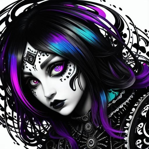 Hypnotic Gothic Landscape with Big Eyes, Hyperrealistic Art