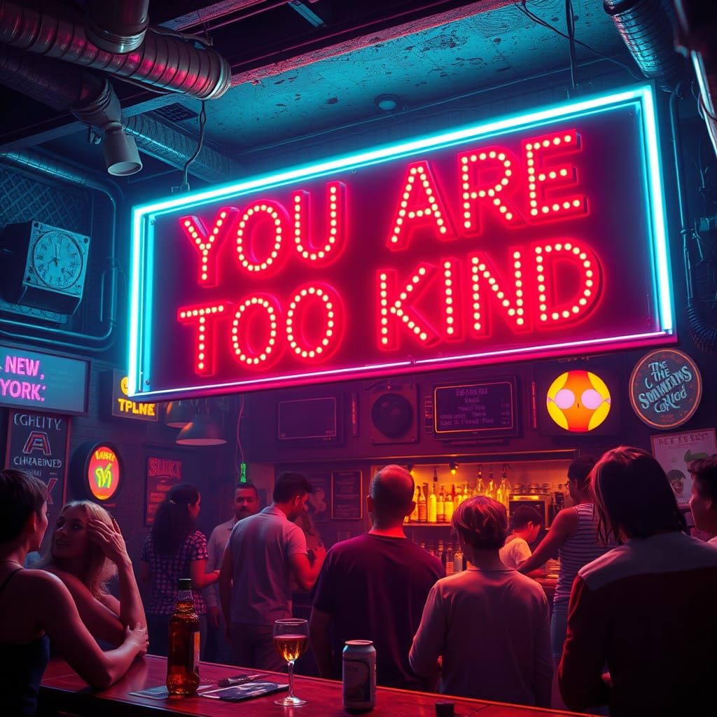 Lively Cyberpunk Party at Run-Down Midnight Cafe