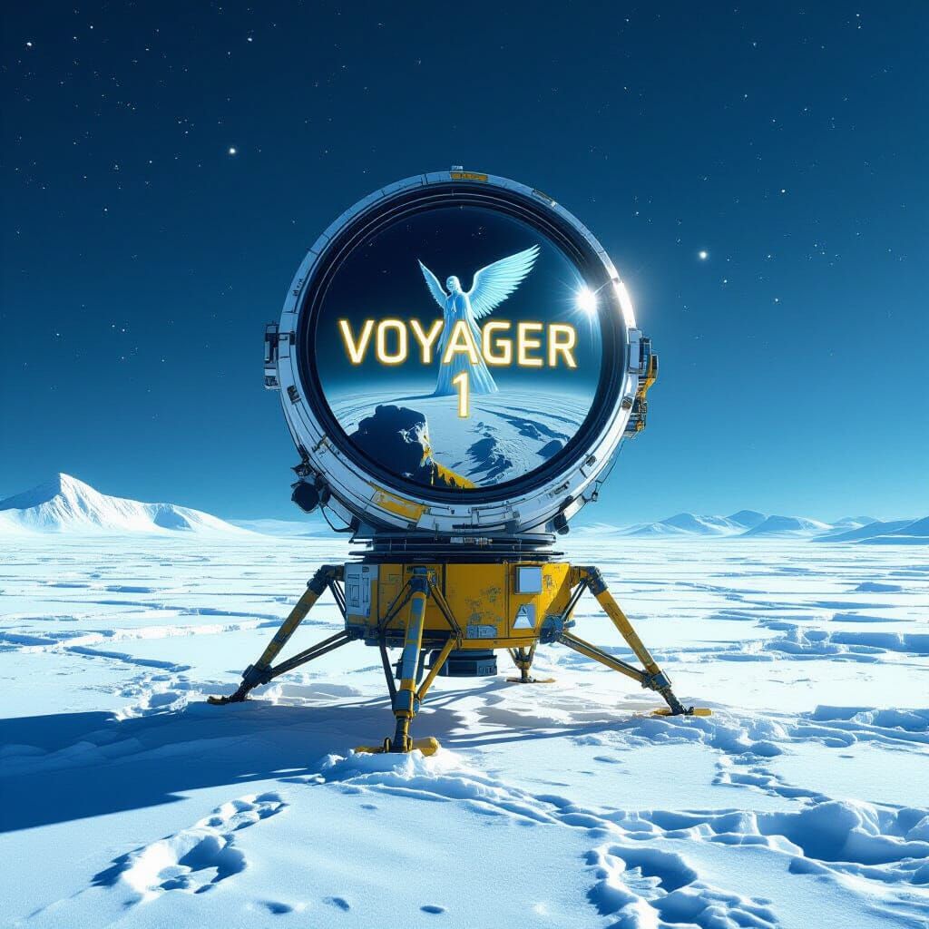 Voyager 1 on Alien Planet in Sci-Fi Style
