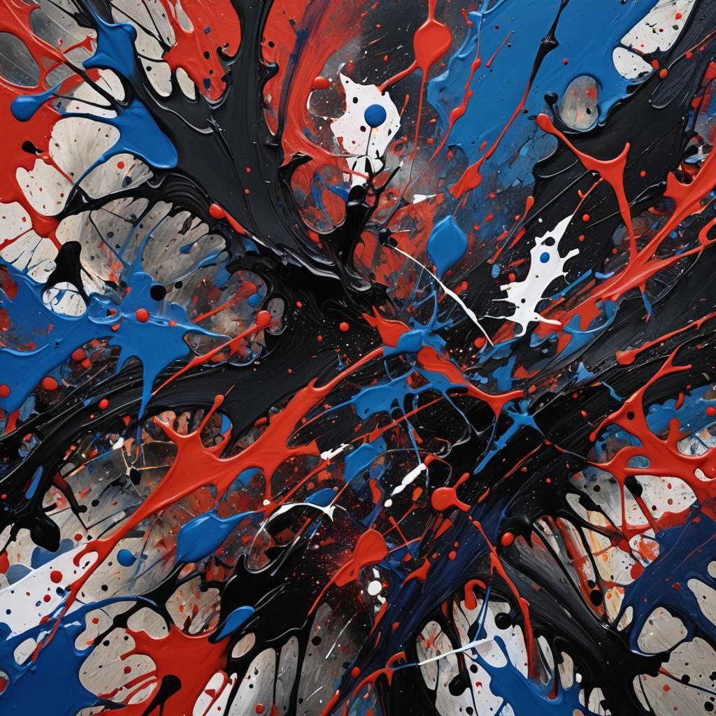 Abstract Expressionism in Red, Black, and Blue
