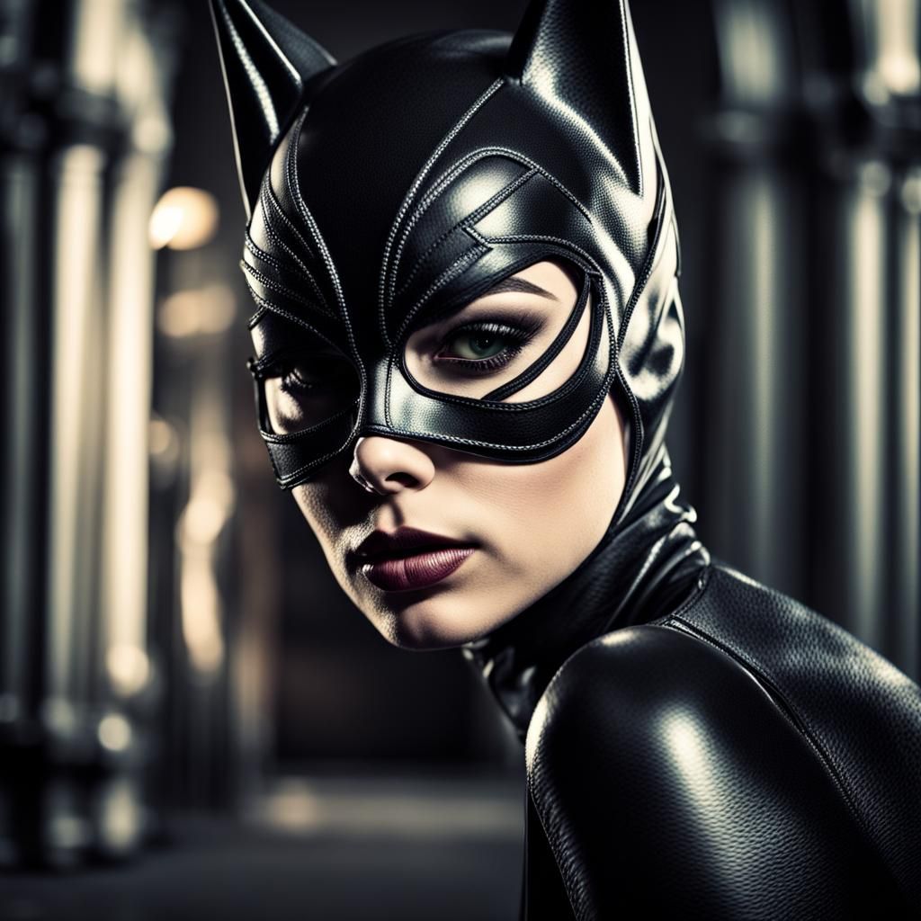 Hyperrealistic Catwoman Portrait in Cinematic Style