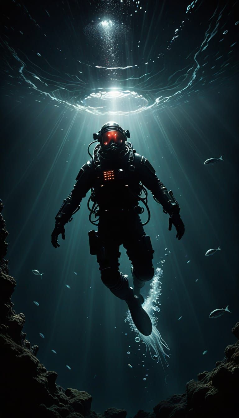 Sci-Fi Diver Pulled Into Cosmic Abyss With Shadow Eels
