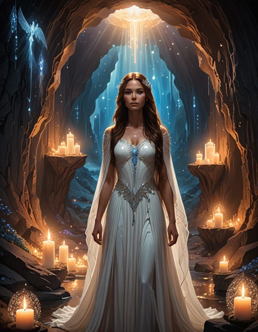 A beautiful young Pleiadian female with long, brown hair and...