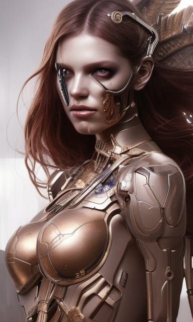Elegant Cyborg Zombie Princess in Hyperrealism