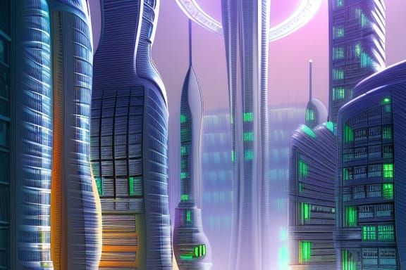 Futuristic City in Harmony with Nature