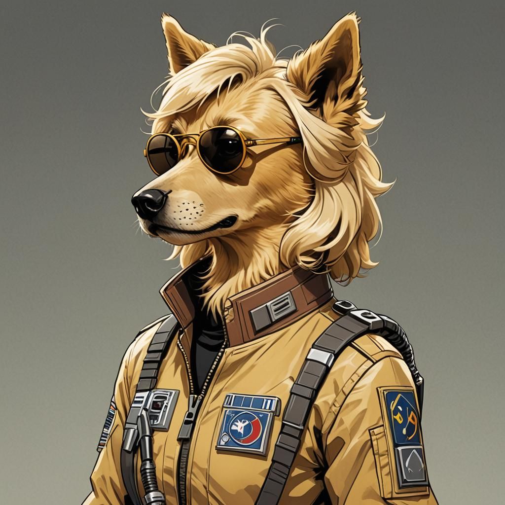 Canine Star Wars Pilot with Aviator Sunglasses