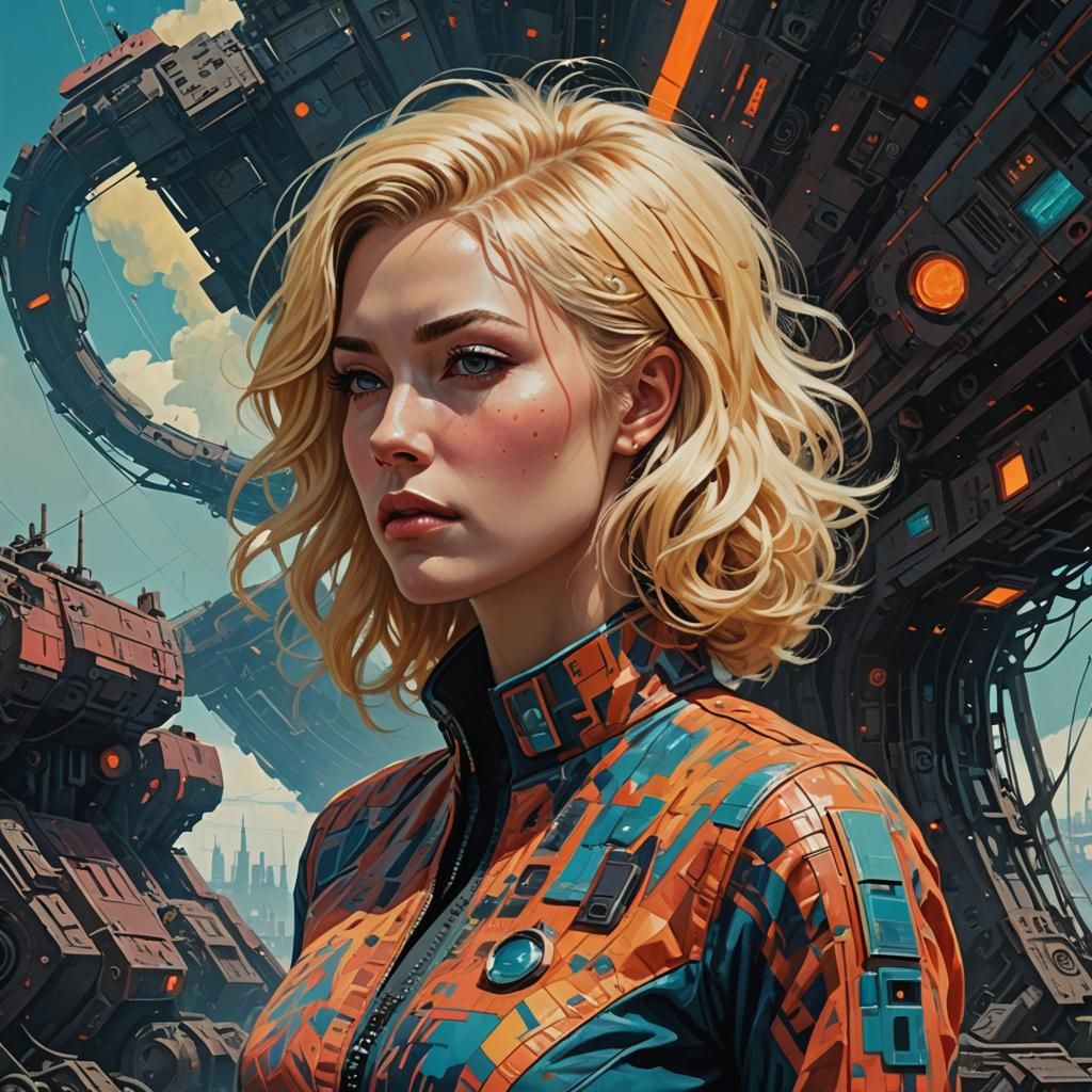 Space Opera Heroine in Retrofuturistic Style