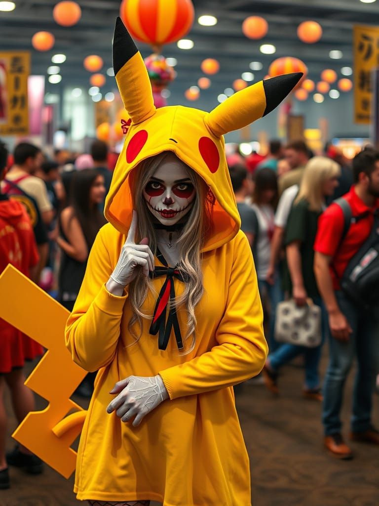 Cute Undead Maiden in Pikachu Cosplay at Anime Fest