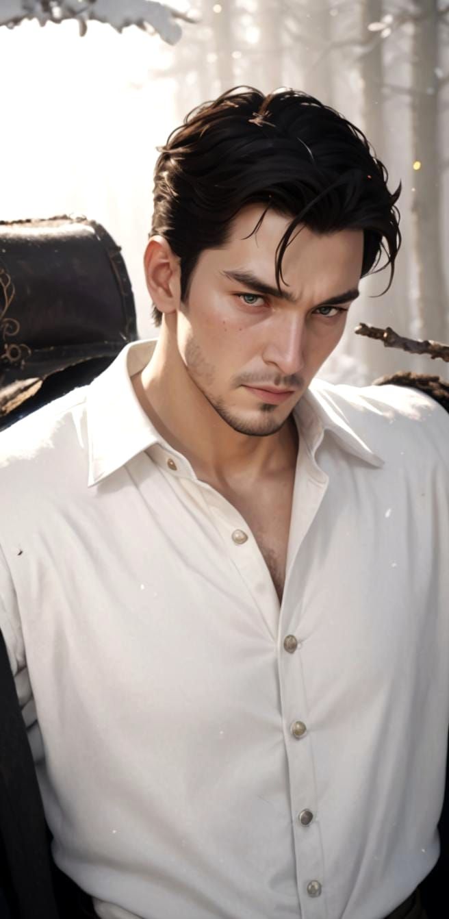 Crystal King Wielding Fire Magic in Snowy Forest